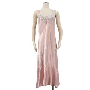 Oscar de la Renta Satin Lace Slip Dress Chemise M